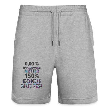 Mutter Mama Bonus Stiefmutter Muttertag Geschenk - Stanley/Stella Unisex Bio Joggingshorts Trainer  - Grau meliert - Vorne - Nik (191cm) & Marisol (170cm)