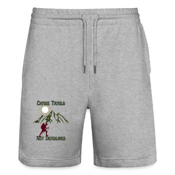Verfolgen Sie Spuren, nicht Fristen - Stanley/Stella Unisex Bio Joggingshorts Trainer  - Grau meliert - Vorne - Nik (191cm) & Marisol (170cm)