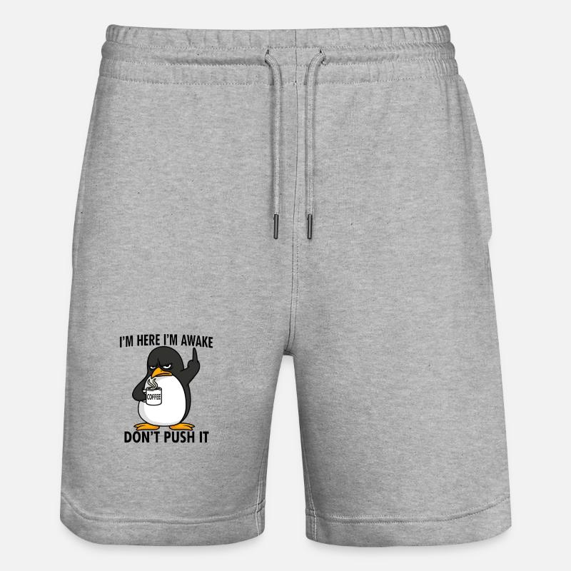 Drôle de pingouin café tôt dire - Short de jogging bio TRAINER Stanley/Stella unisexe - gris chiné