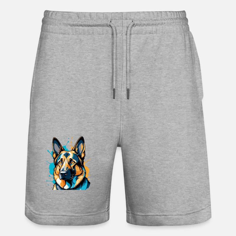 Lebendiger Schäferhund Farbexplosion - Stanley/Stella Unisex Bio Joggingshorts Trainer  - Grau meliert