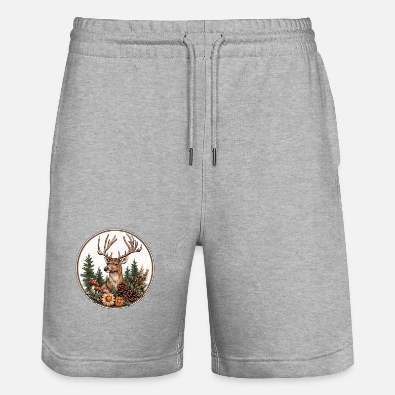 Cerf dans la forêt couronne - Short de jogging bio TRAINER Stanley/Stella unisexe - gris chiné