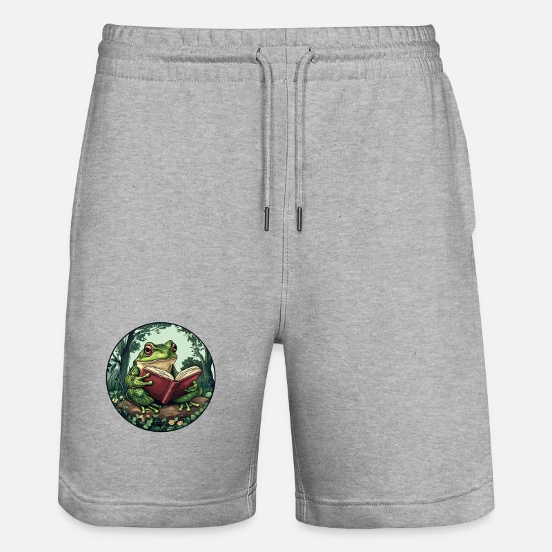 Frosch im Wald liest Buch - Stanley/Stella Unisex Bio Joggingshorts Trainer  - Grau meliert