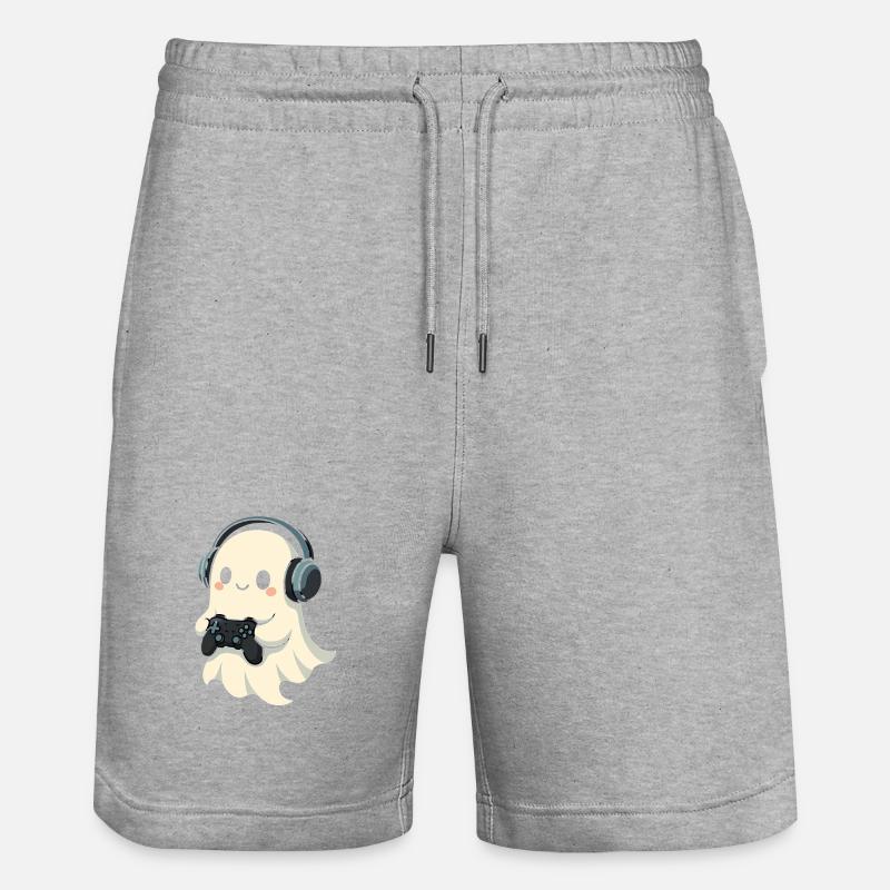 Geist mit Kopfhörer Spielcontroller - Stanley/Stella Unisex Bio Joggingshorts Trainer  - Grau meliert