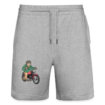 Sloth Motorcycle - Stanley/Stella Trainer Unisex Organic Jogging Shorts - heather grey - Front - Nik (191cm) & Marisol (170cm)