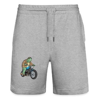 Turtle Motorcycle - Stanley/Stella Trainer Unisex Organic Jogging Shorts - heather grey - Front - Nik (191cm) & Marisol (170cm)