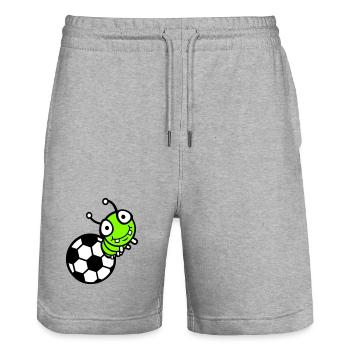 Raupe Fußball Loch Ball Comic lustig süß Sport süß - Stanley/Stella Unisex Bio Joggingshorts Trainer  - Grau meliert - Vorne - Nik (191cm) & Marisol (170cm)