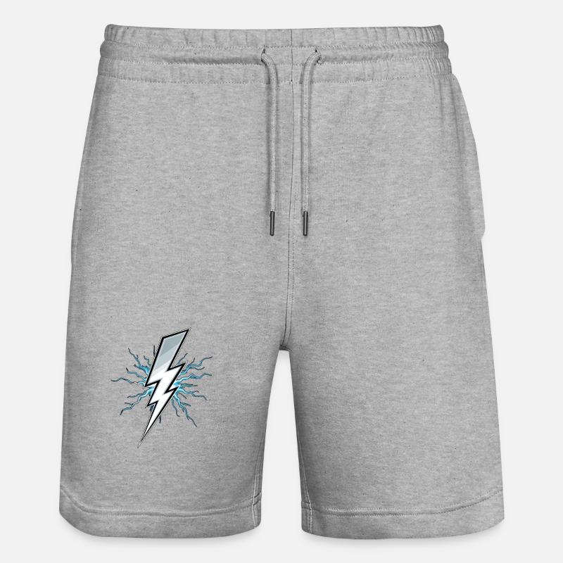 Blitz Blitzschlag Gewitter Strom Sturm - Stanley/Stella Unisex Bio Joggingshorts Trainer  - Grau meliert