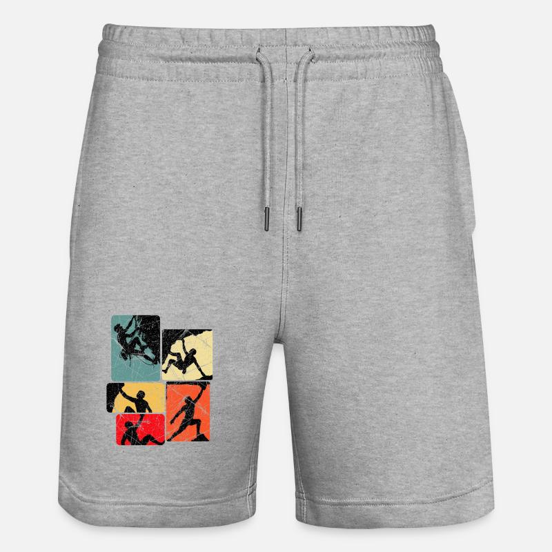 Klettern Bouldern Bergsteiger Kletterer Boulder - Stanley/Stella Unisex Bio Joggingshorts Trainer  - Grau meliert