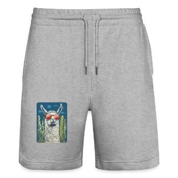 lama - Short de jogging bio TRAINER Stanley/Stella unisexe - gris chiné - Devant - Nik (191cm) & Marisol (170cm)