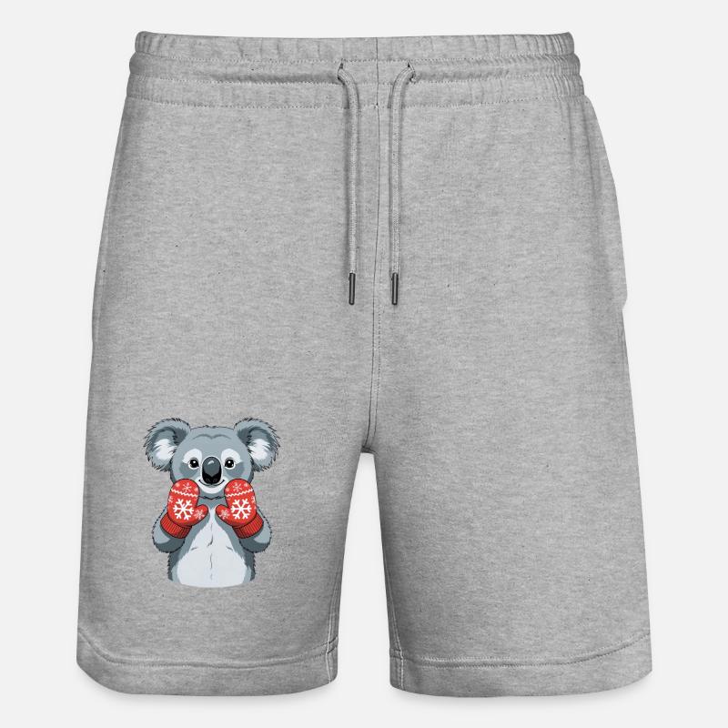 Koala d’hiver avec des gants rouges - Short de jogging bio TRAINER Stanley/Stella unisexe - gris chiné