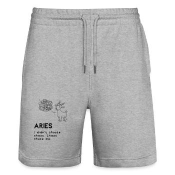 Funny Aries Cartoon – Chaos Chose Me - Stanley/Stella Unisex Bio Joggingshorts Trainer  - Grau meliert - Vorne - Nik (191cm) & Marisol (170cm)