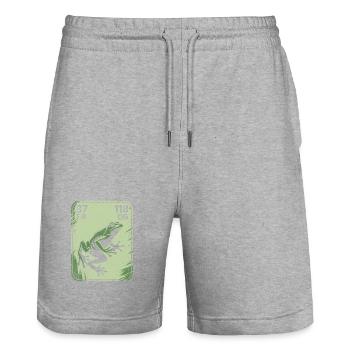 Frosch Vintage Postkarte Grün - Stanley/Stella Unisex Bio Joggingshorts Trainer  - Grau meliert - Vorne - Nik (191cm) & Marisol (170cm)