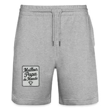 Der beste Vater der Welt - Vatertag - Geschenk - Stanley/Stella Unisex Bio Joggingshorts Trainer  - Grau meliert - Vorne - Nik (191cm) & Marisol (170cm)