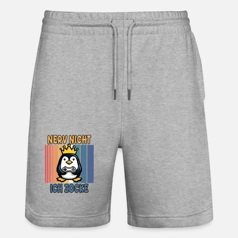 Courage, pas le pingouin joue - Short de jogging bio TRAINER Stanley/Stella unisexe - gris chiné