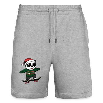 Panda Christmas Funny - Stanley/Stella Trainer Unisex Organic Jogging Shorts - heather grey - Front - Nik (191cm) & Marisol (170cm)
