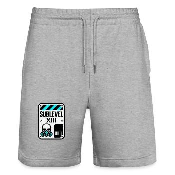 Unterirdische Unterebene 13 - Gasmaske - Stanley/Stella Unisex Bio Joggingshorts Trainer  - Grau meliert - Vorne - Nik (191cm) & Marisol (170cm)