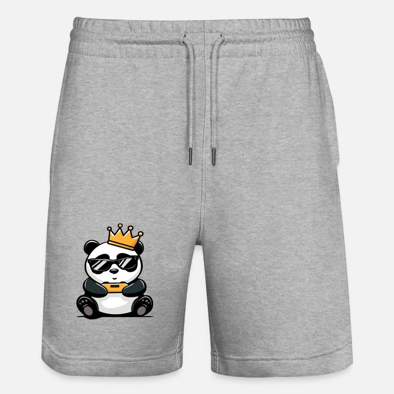 Panda Controller und Krone - Stanley/Stella Unisex Bio Joggingshorts Trainer  - Grau meliert