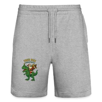 Noël - Tree Rex Christmas - Stanley/Stella Trainer Unisex Organic Jogging Shorts - heather grey - Front - Nik (191cm) & Marisol (170cm)