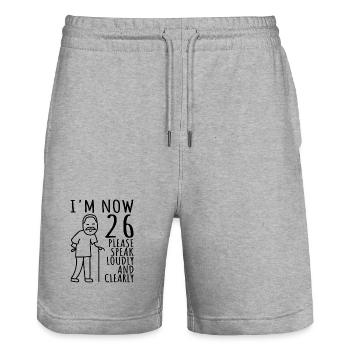 26. Geburtstag 26er 26ter Ich bin jetzt 26 Jahre - Stanley/Stella Unisex Bio Joggingshorts Trainer  - Grau meliert - Vorne - Nik (191cm) & Marisol (170cm)