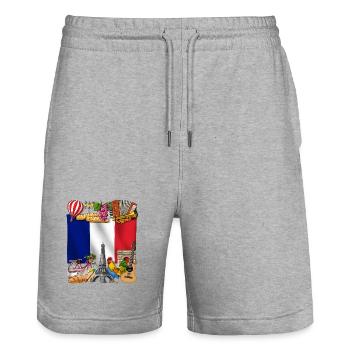 Frankreich - Stanley/Stella Unisex Bio Joggingshorts Trainer  - Grau meliert - Vorne - Nik (191cm) & Marisol (170cm)