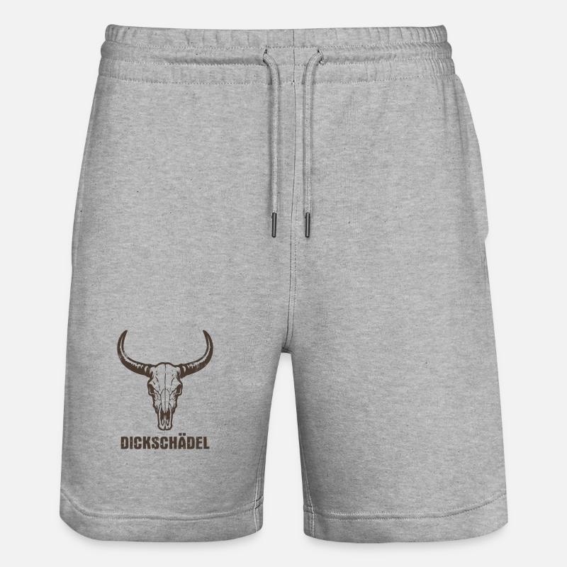 Stierkopf Schädel mit Hörnern - Dickschädel - Stanley/Stella Unisex Bio Joggingshorts Trainer  - Grau meliert