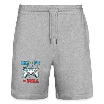 Alt F4 Pixel Gamer Motiv - Stanley/Stella Unisex Bio Joggingshorts Trainer  - Grau meliert - Vorne - Nik (191cm) & Marisol (170cm)