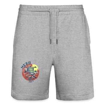 Japan Hero since July 1977 Geburtstaggeschenk - Stanley/Stella Unisex Bio Joggingshorts Trainer  - Grau meliert - Vorne - Nik (191cm) & Marisol (170cm)