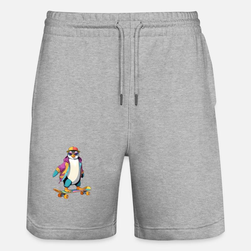 Pingouin Skateboard Look Neon - Short de jogging bio TRAINER Stanley/Stella unisexe - gris chiné