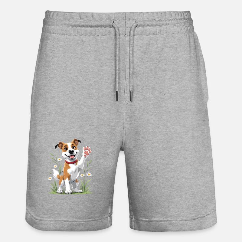 Chien joyeux dans le champ - Short de jogging bio TRAINER Stanley/Stella unisexe - gris chiné