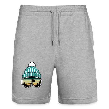 Retro Apres Ski Party Crew Snow Skiing Ski - Stanley/Stella Trainer Unisex Organic Jogging Shorts - heather grey - Front - Nik (191cm) & Marisol (170cm)