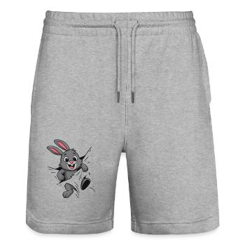 Süßer Comic Hase – Perfekt für Kinder & Tierfans - Stanley/Stella Unisex Bio Joggingshorts Trainer  - Grau meliert - Vorne - Nik (191cm) & Marisol (170cm)