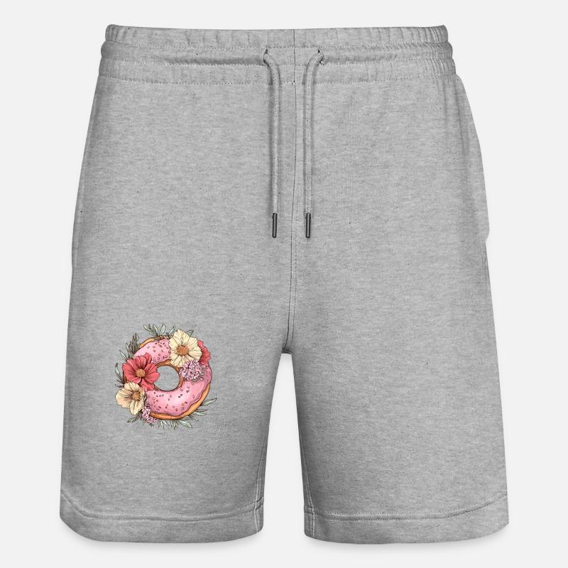Beignet à la fleur rose - Short de jogging bio TRAINER Stanley/Stella unisexe - gris chiné