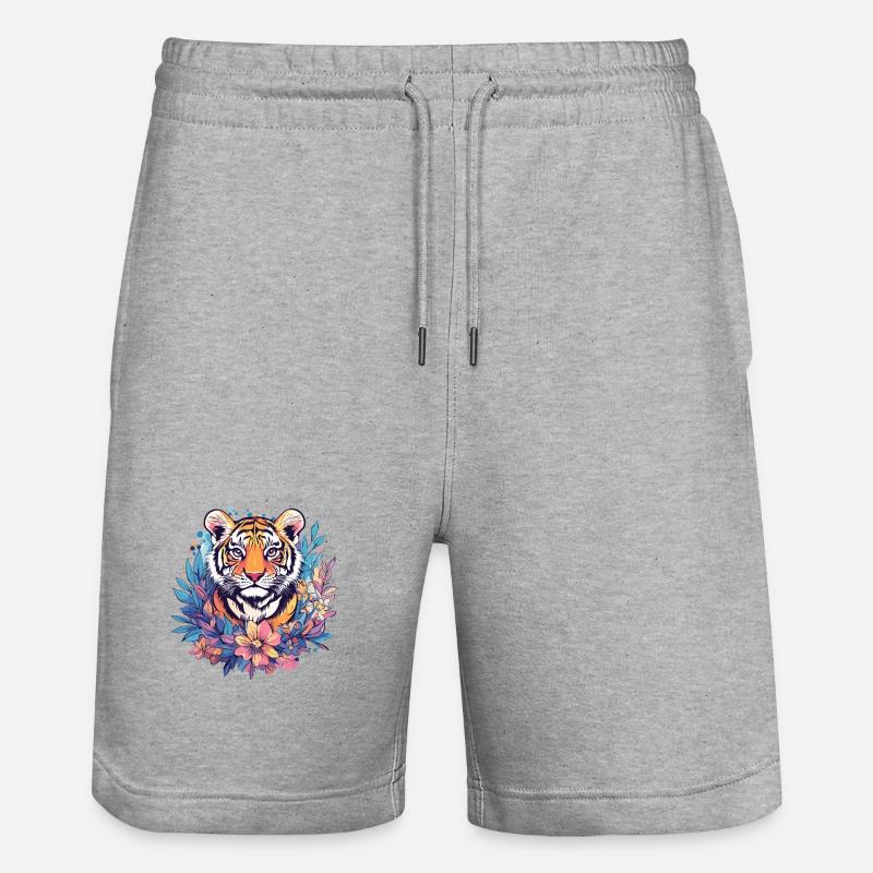Magie de la fleur de tigre - Short de jogging bio TRAINER Stanley/Stella unisexe - gris chiné