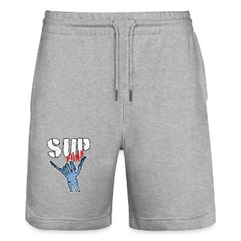 SOUPER - Short de jogging bio TRAINER Stanley/Stella unisexe - gris chiné - Devant - Nik (191cm) & Marisol (170cm)