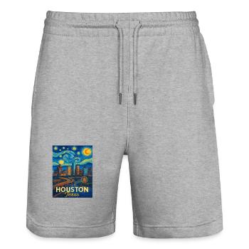 Houston Texas - Stanley/Stella Unisex Bio Joggingshorts Trainer  - Grau meliert - Vorne - Nik (191cm) & Marisol (170cm)