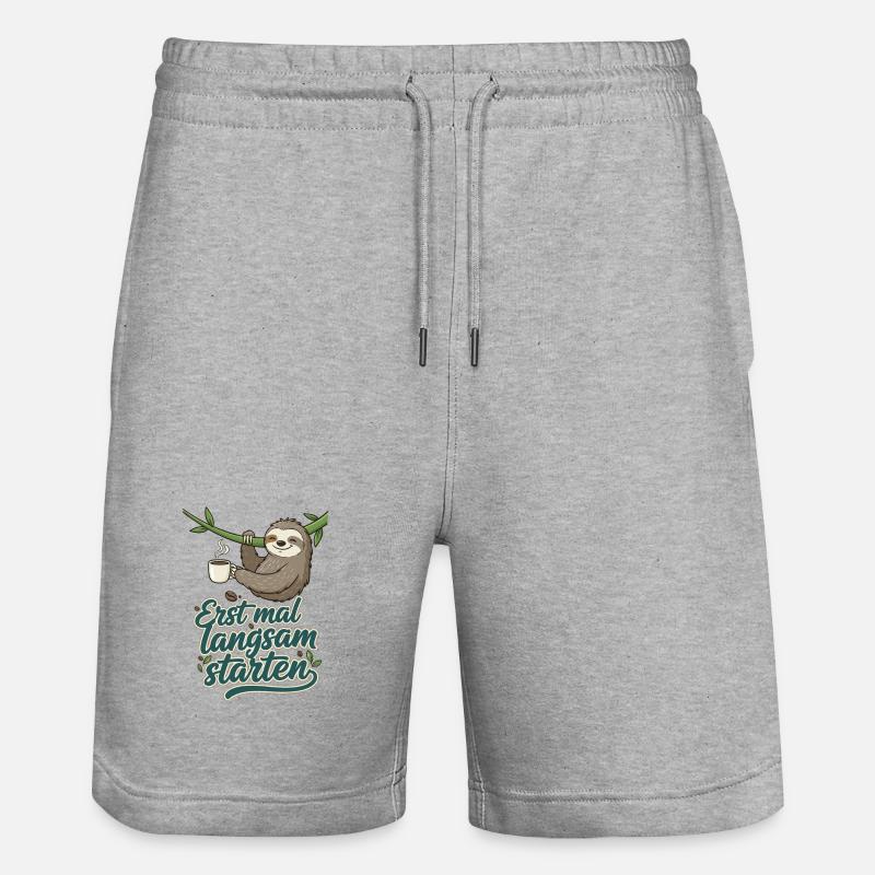Slow Start Sloth Coffee - Stanley/Stella Trainer Unisex Organic Jogging Shorts - heather grey