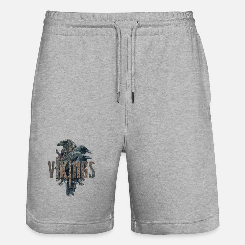 Odin-Crows-Vikings-Sword-Edda - Stanley/Stella Unisex Bio Joggingshorts Trainer  - Grau meliert