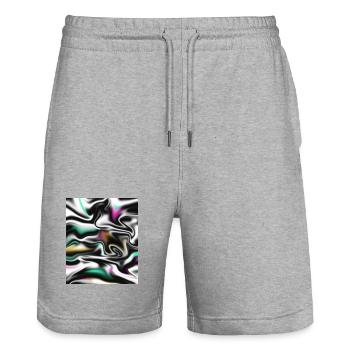 Holographic Flow - mystisch abstrakt - Stanley/Stella Unisex Bio Joggingshorts Trainer  - Grau meliert - Vorne - Nik (191cm) & Marisol (170cm)