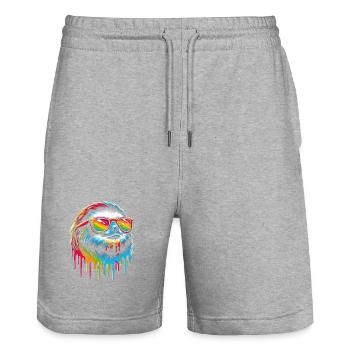 Faultier Faultierkunst Fauler Faultierfan - Stanley/Stella Unisex Bio Joggingshorts Trainer  - Grau meliert - Vorne - Nik (191cm) & Marisol (170cm)
