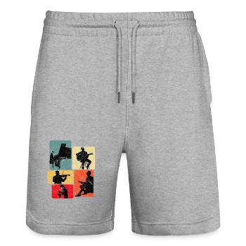 Music Silhouettes Collage - Stanley/Stella Trainer Unisex Organic Jogging Shorts - heather grey - Front - Nik (191cm) & Marisol (170cm)