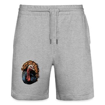 Dinde Poules Oiseaux Dinde - Short de jogging bio TRAINER Stanley/Stella unisexe - gris chiné - Devant - Nik (191cm) & Marisol (170cm)