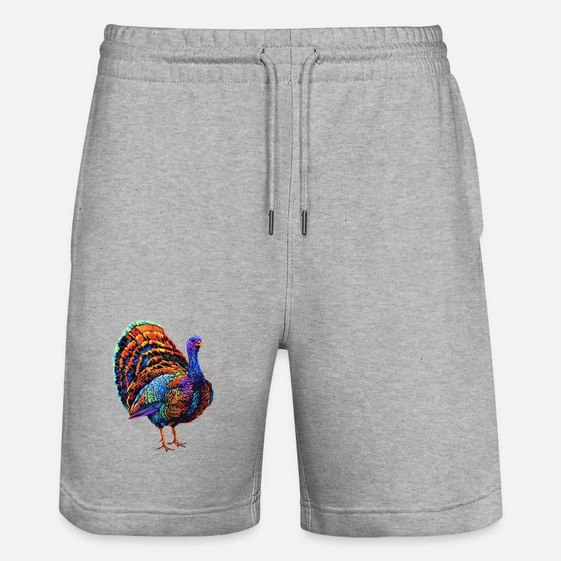Dinde Poules Oiseaux Dinde - Short de jogging bio TRAINER Stanley/Stella unisexe - gris chiné