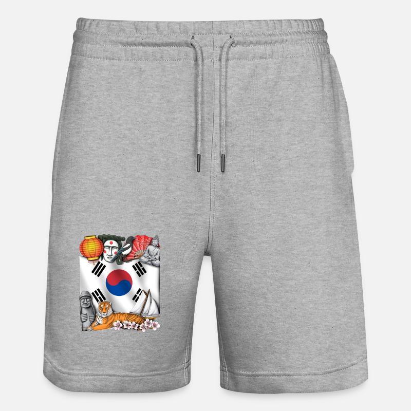 South Korea - Stanley/Stella Trainer Unisex Organic Jogging Shorts - heather grey