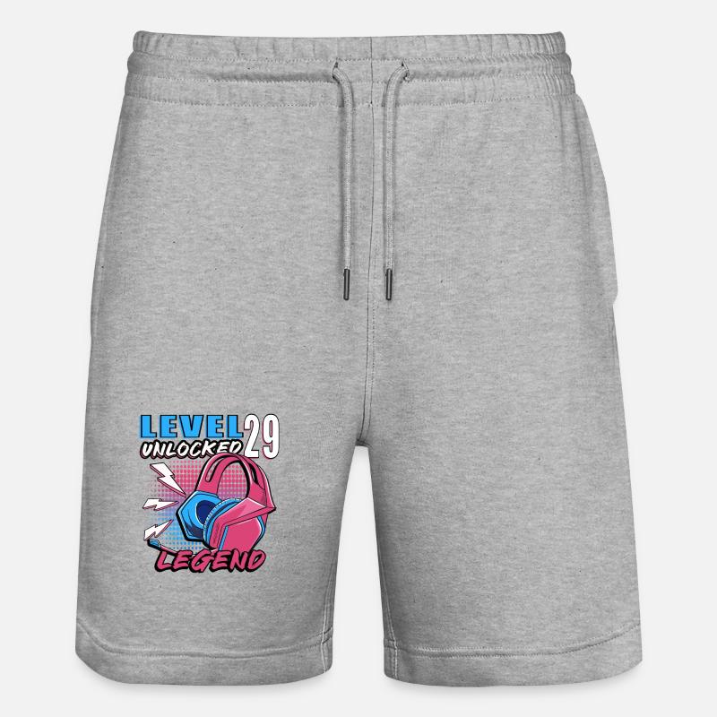 Level 29 Legende Neon Kopfhörer - Stanley/Stella Unisex Bio Joggingshorts Trainer  - Grau meliert