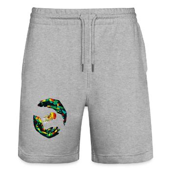 Geometrischer Quallenring - Stanley/Stella Unisex Bio Joggingshorts Trainer  - Grau meliert - Vorne - Nik (191cm) & Marisol (170cm)