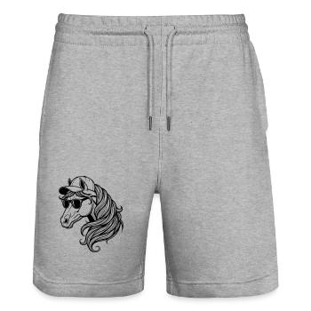 Cool Horse – Pferdekopf mit Cap und Sonnenbrille - Stanley/Stella Unisex Bio Joggingshorts Trainer  - Grau meliert - Vorne - Nik (191cm) & Marisol (170cm)