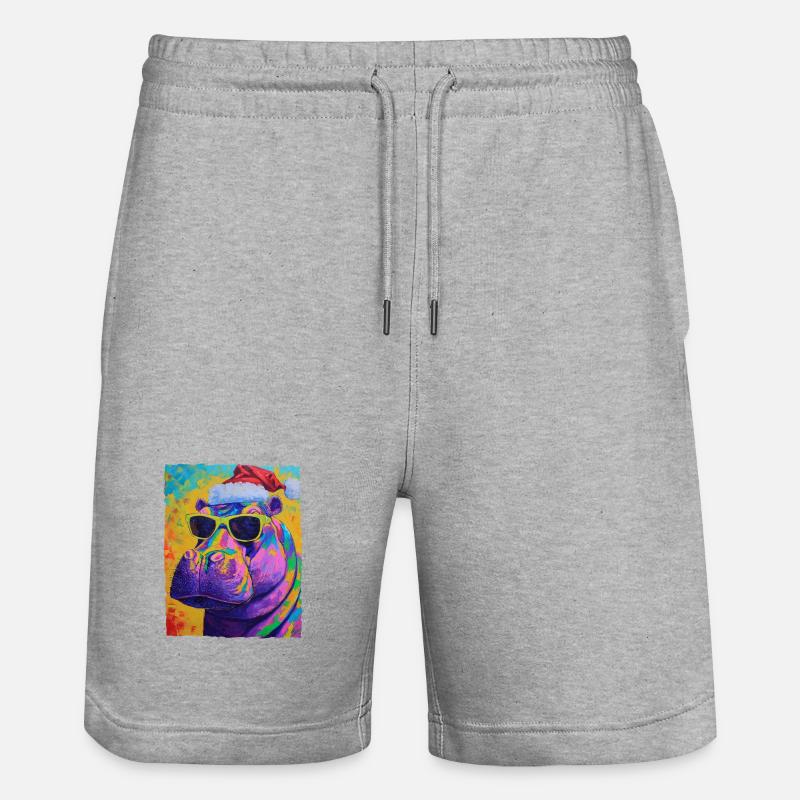 Portrait de Noël de l’hippopotame - Short de jogging bio TRAINER Stanley/Stella unisexe - gris chiné