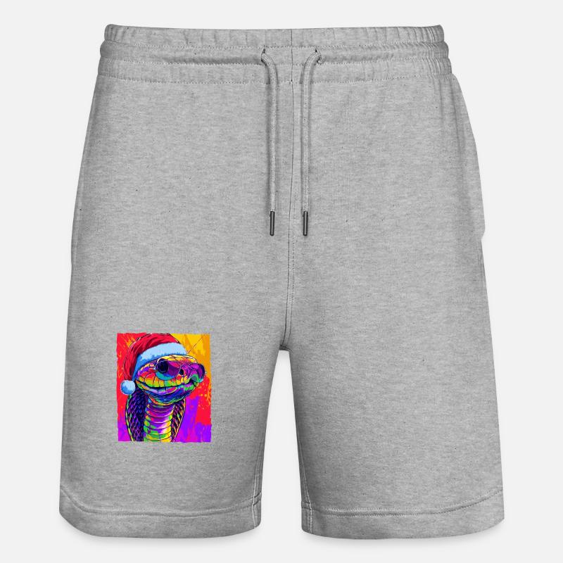 Portrait de Noël du cobra-serpent - Short de jogging bio TRAINER Stanley/Stella unisexe - gris chiné