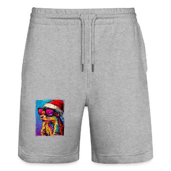 Eichhörnchen Weihnachten Porträt - Stanley/Stella Unisex Bio Joggingshorts Trainer  - Grau meliert - Vorne - Nik (191cm) & Marisol (170cm)