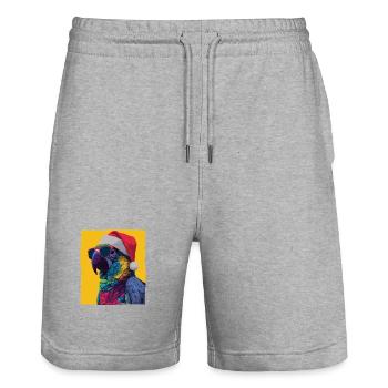Parrot Christmas Portrait - Stanley/Stella Trainer Unisex Organic Jogging Shorts - heather grey - Front - Nik (191cm) & Marisol (170cm)